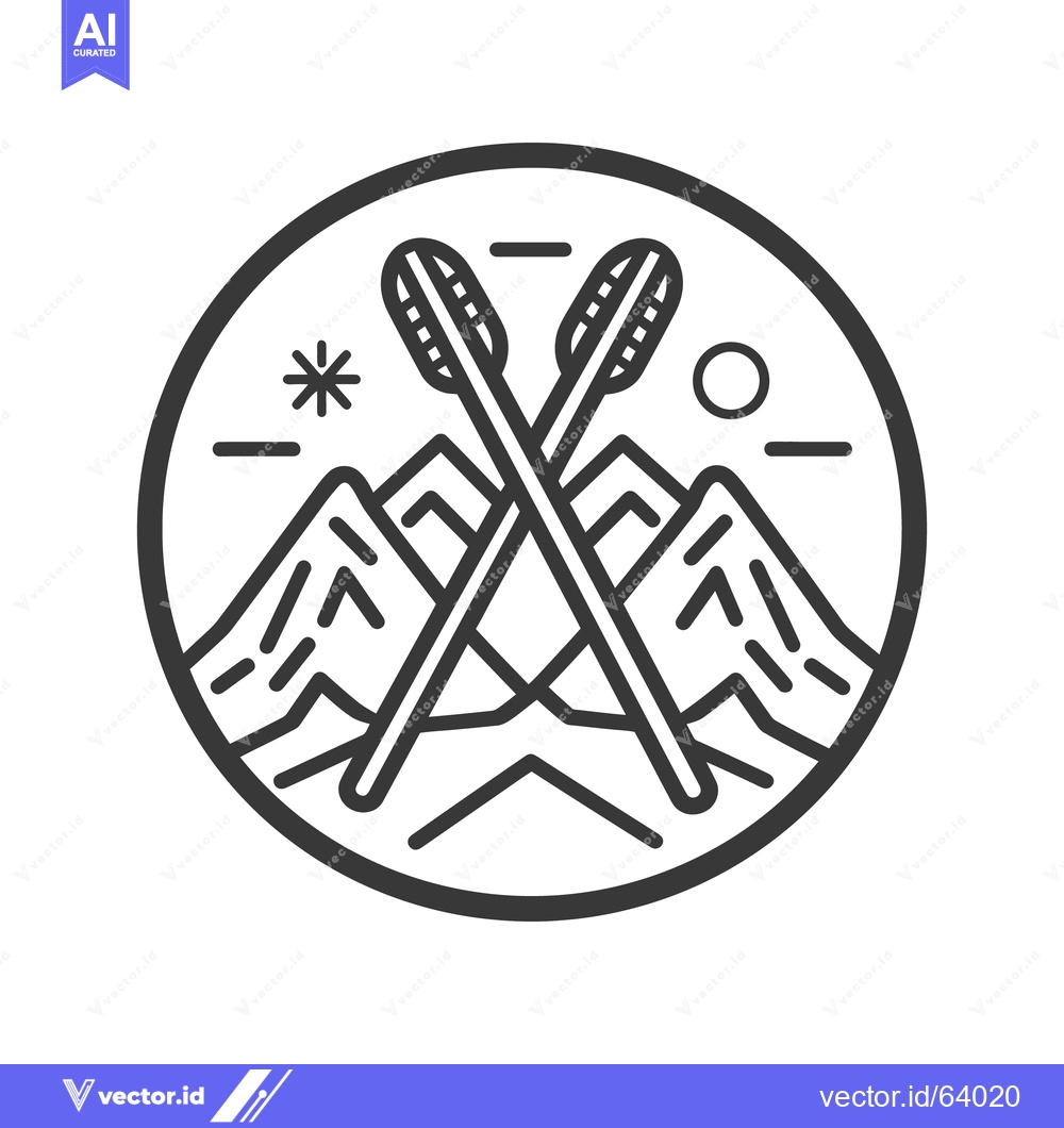 Premium Vector of Black and white mountain scene with crossed arrows and design elements