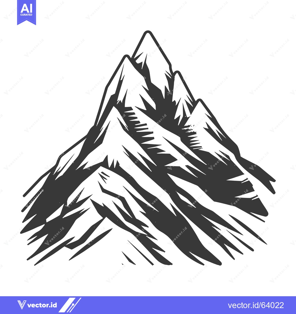 Premium Vector of A detailed artistic representation of a large mountain range illustrat