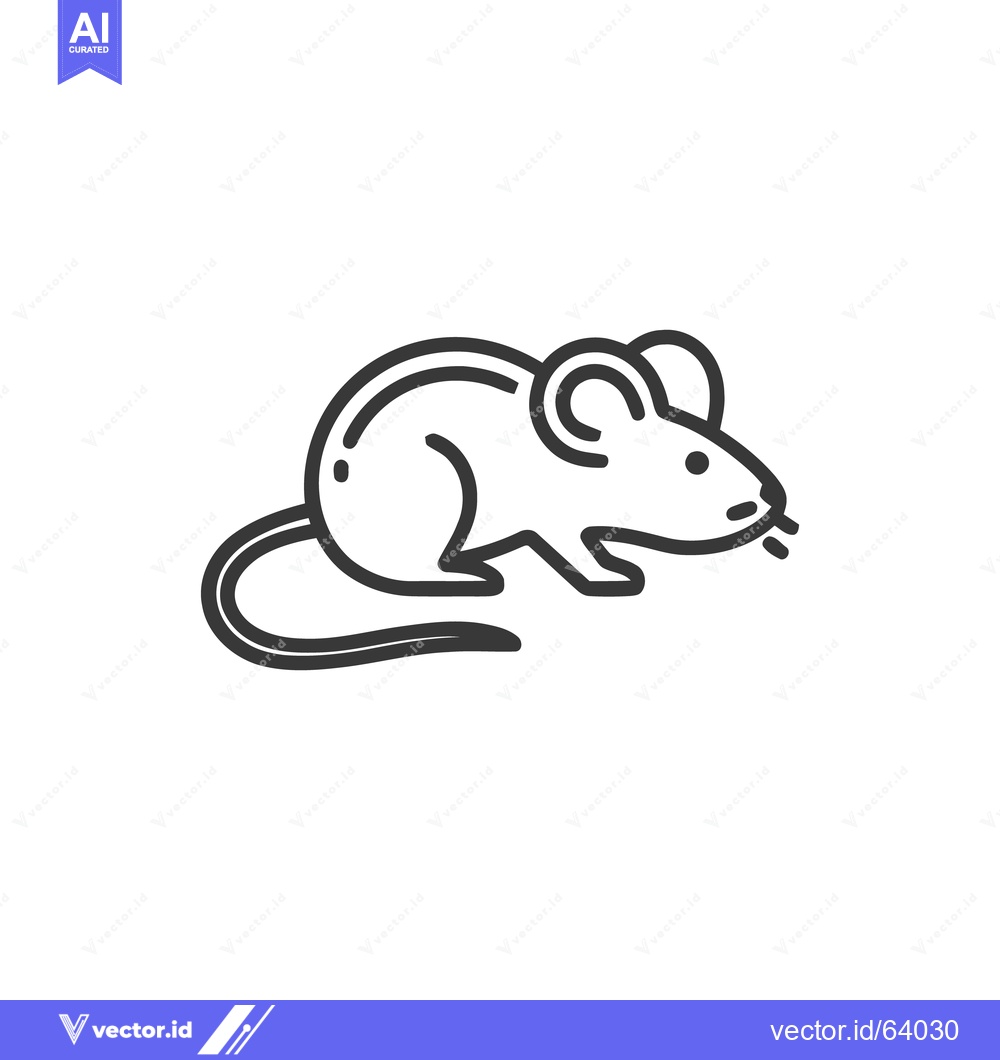 Premium Vector dari Minimalist Mouse Icon: Clean Line Art Rodent Illustration on White Bac