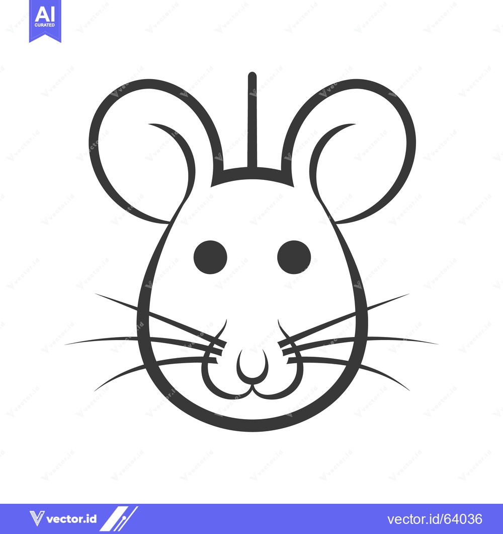 Premium Vector dari A simple black and white drawing depicting a mouse face