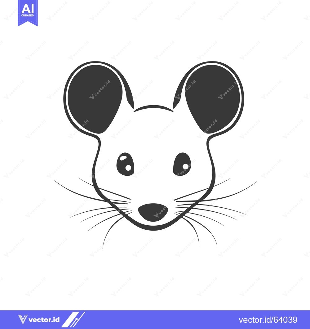 Premium Vector dari A simple illustration of a mouse face with whiskers and big ears