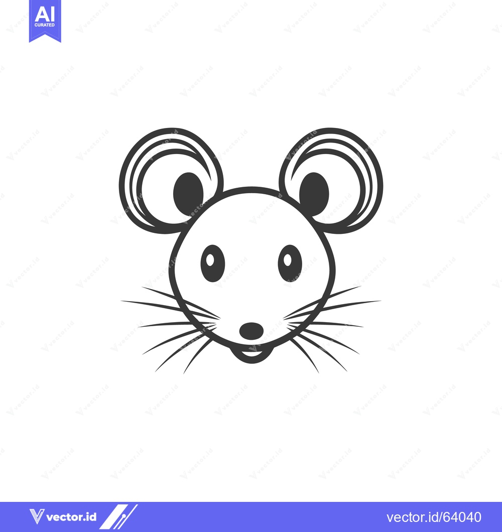 Premium Vector of A simple black and white drawing of a cartoon mouse face