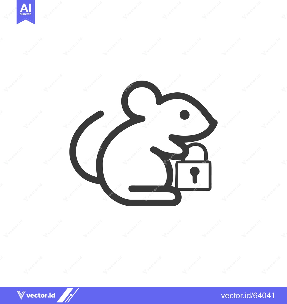 Premium Vector dari Minimalist Mouse Icon with Padlock, Security Concept, Vector Illustrat