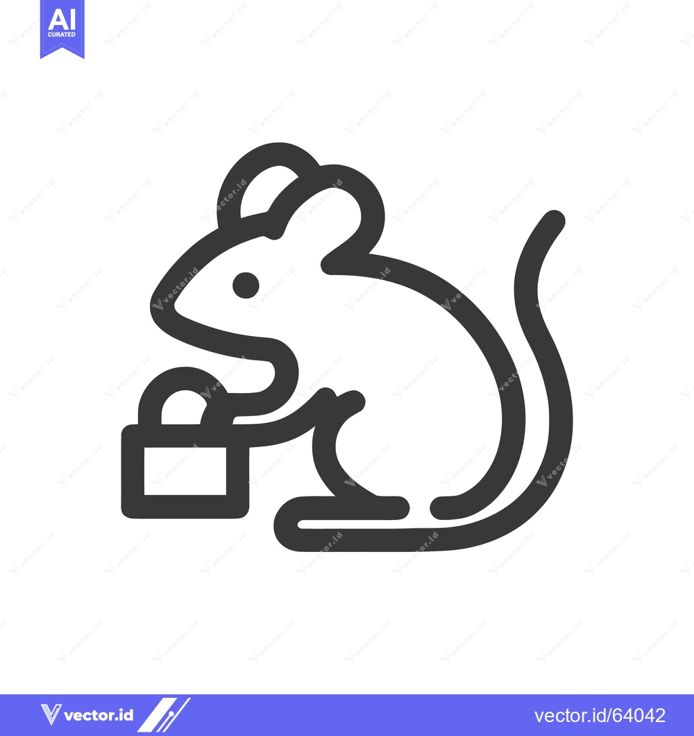 Premium Vector dari Minimalist Mouse Icon with Padlock, Security Concept, Vector Illustrat
