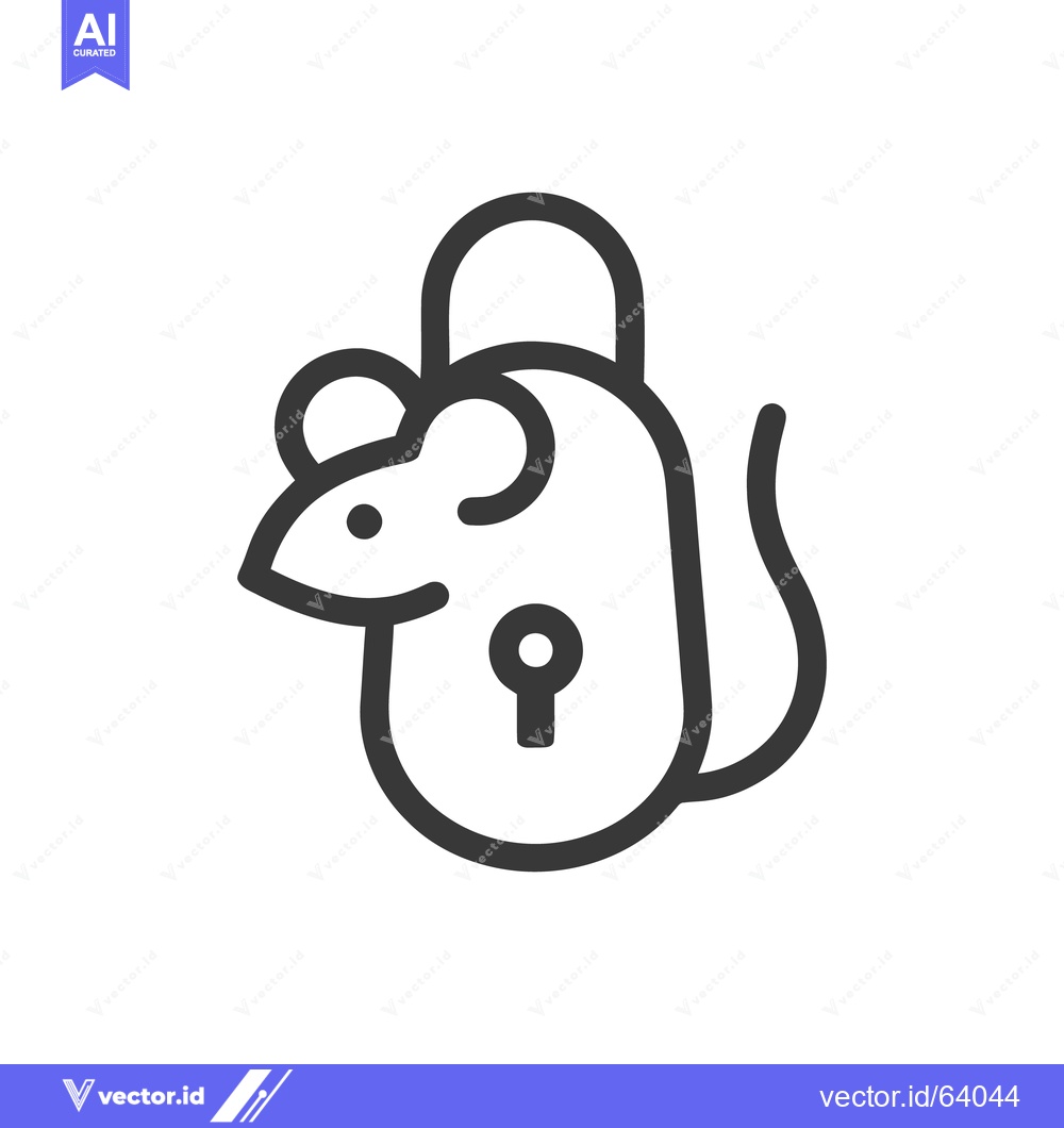 Premium Vector dari Minimalist Mouse Lock Icon: Security Concept, Outline Style, Vector Il