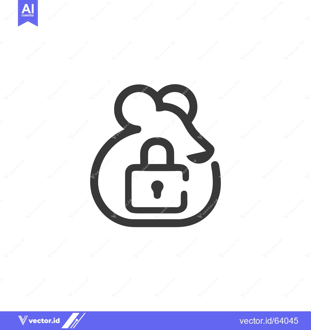 Premium Vector of Secure Mouse: Minimalist Icon of Protection and Rodent Security