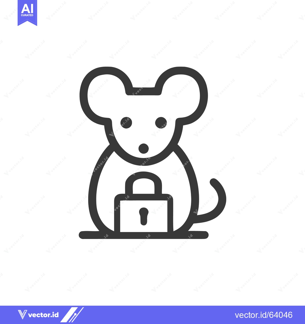 Premium Vector dari Minimalist Mouse Icon with Padlock, Security Concept, Vector Illustrat