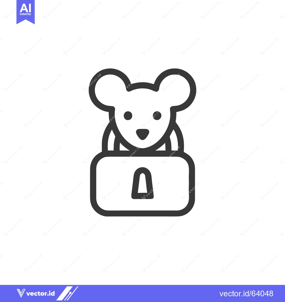 Premium Vector dari Minimalist Mouse Icon Inside Padlock, Security Concept, Outline Style