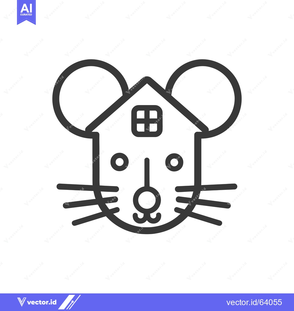 Premium Vector dari Mouse with House on its Head