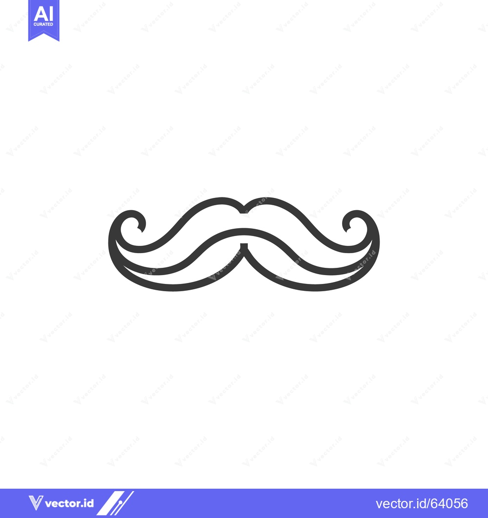 Premium Vector of A simple stylized dark colored mustache on a white background