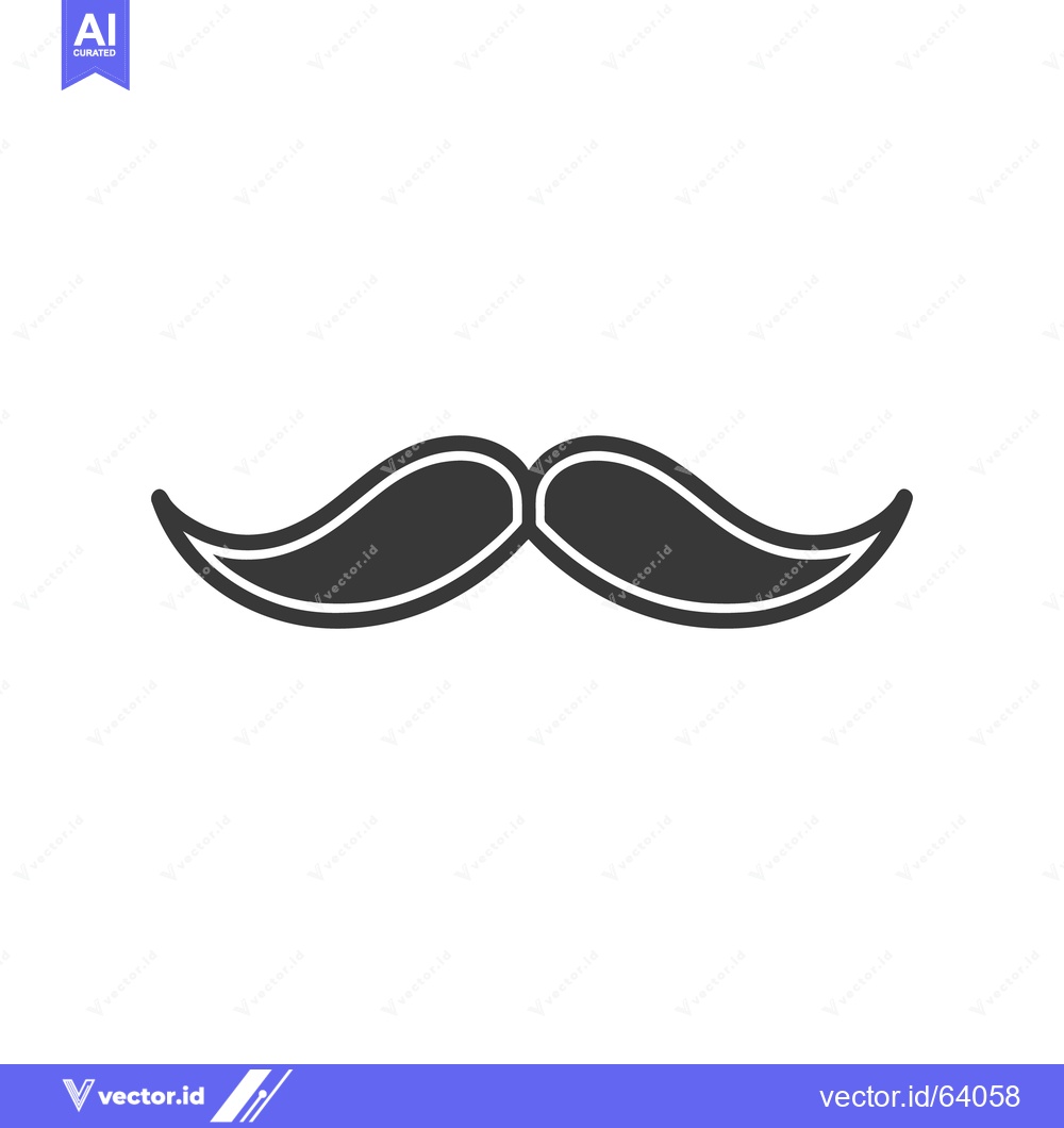 Premium Vector of An outlined black moustache with a white border on a white background