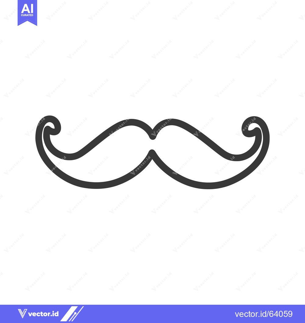 Premium Vector of A Simple And Detailed Outline Drawing of a Stylish Mustache