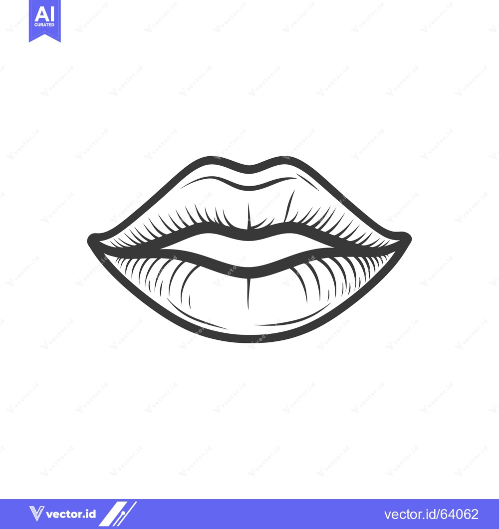 Premium Vector of A detailed black and white illustration of a human mouth