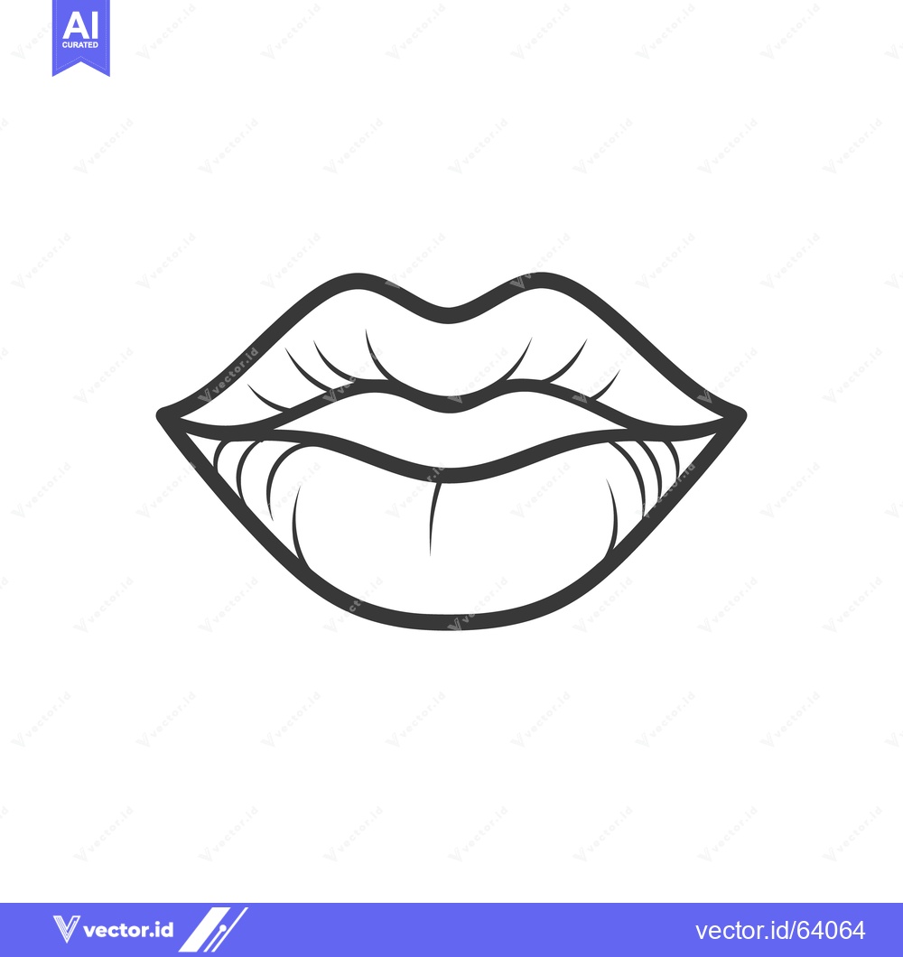 Premium Vector of A stylized monochrome outline illustration of human lips is present
