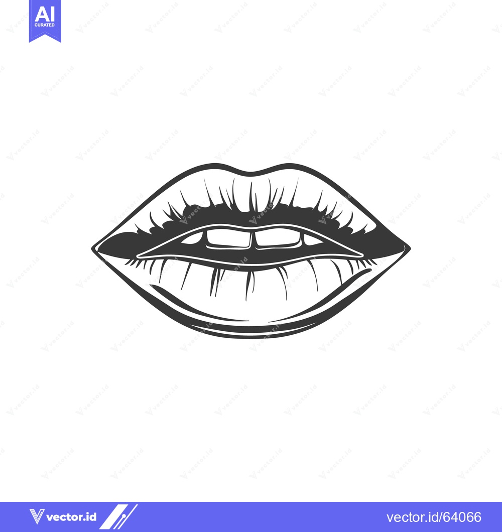 Premium Vector dari A detailed black and white illustration of smiling human lips