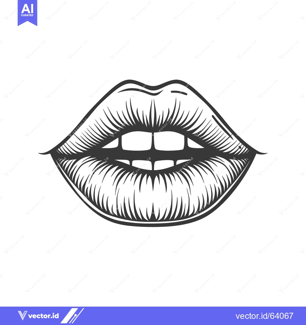 Premium Vector of Detailed illustration displaying upper and lower lips with teeth