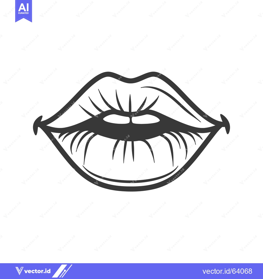 Premium Vector dari A monochrome artistic depiction of open smiling lips with lines