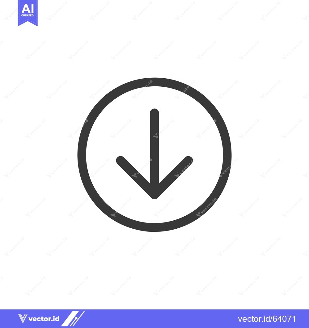 Premium Vector dari Simple Down Arrow Icon Inside Circle, Isolated on White Background