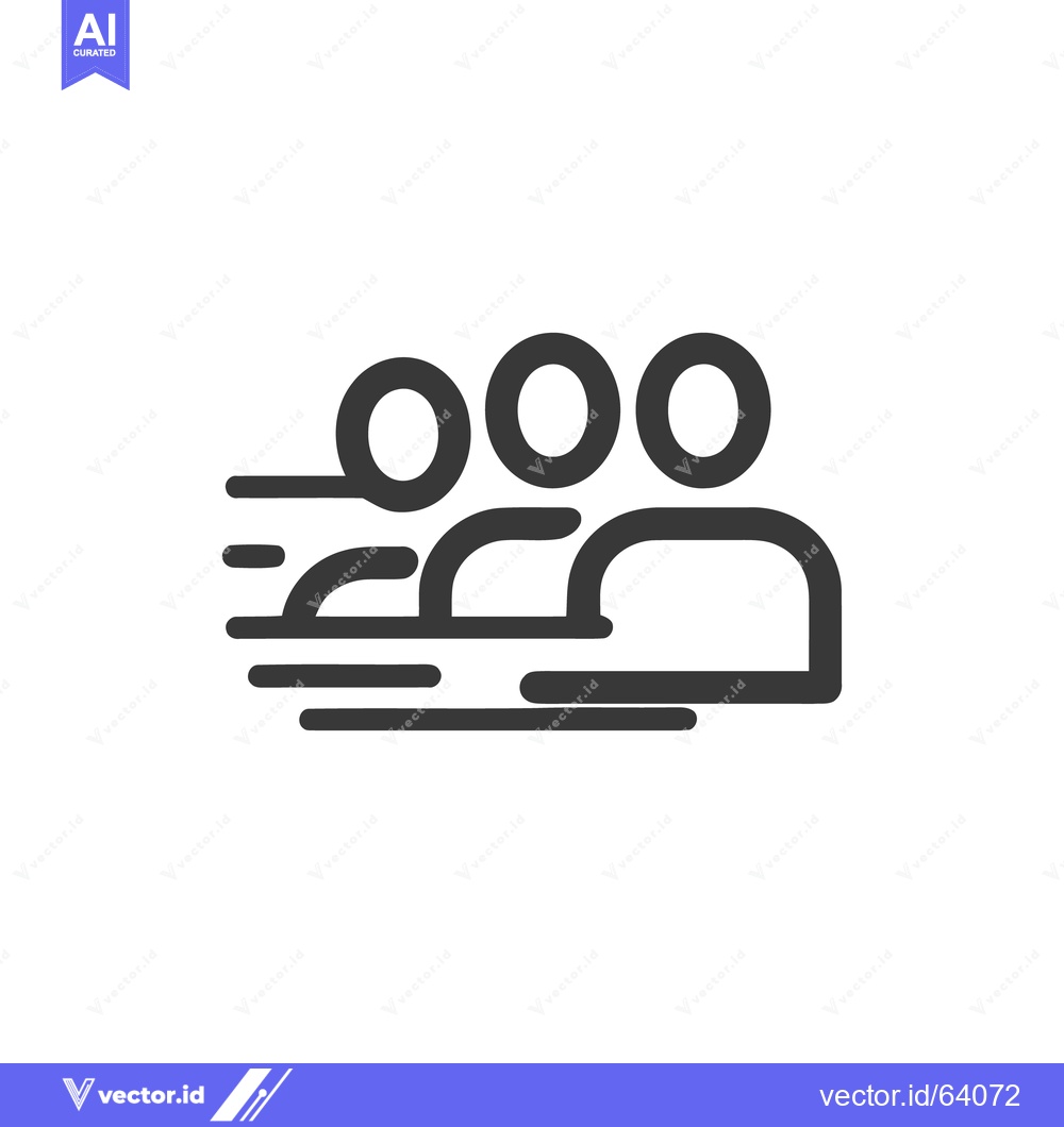 Premium Vector dari Dynamic Teamwork Icon: Streamlined Group in Motion, Speed Lines