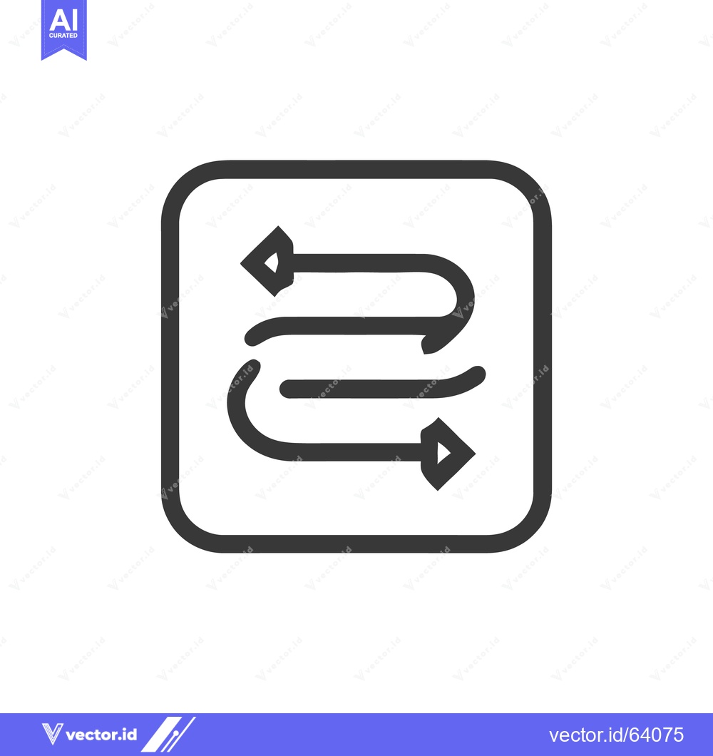 Premium Vector of Reversible Process Icon: Two Curved Arrows in Square Frame, Gray on Wh