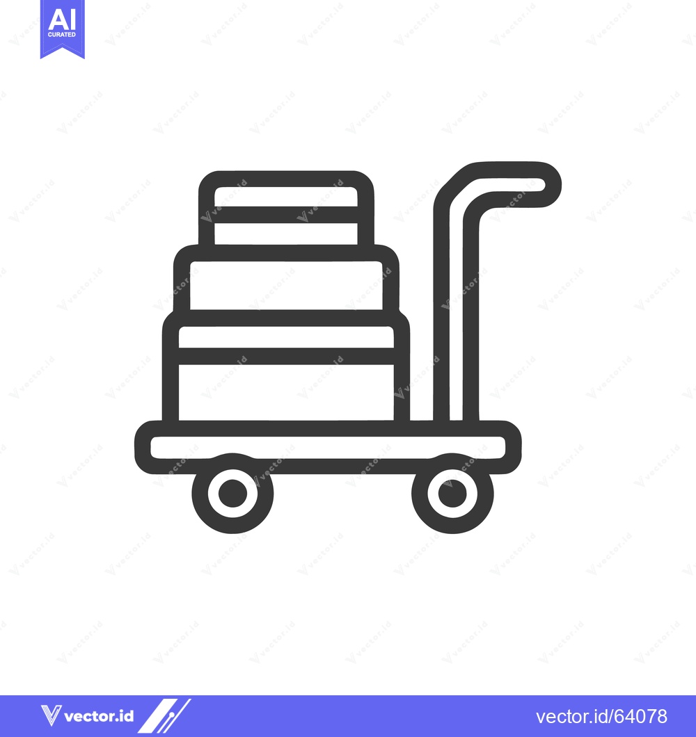 Premium Vector dari Minimalist Icon: Hand Truck with Stacked Boxes, Black Outline on White