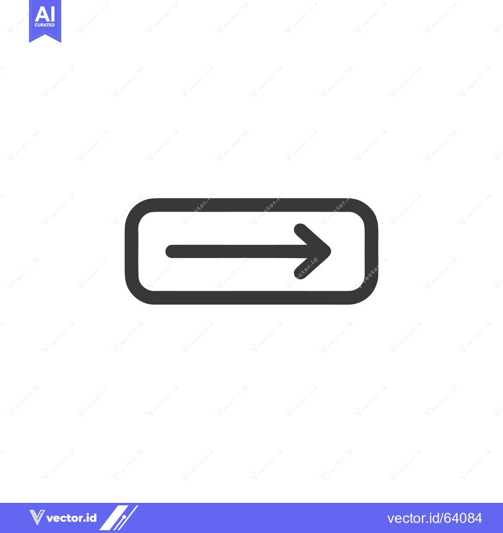 Premium Vector dari Sleek Right Arrow Icon in Rounded Rectangle, Minimalist Design on Whit