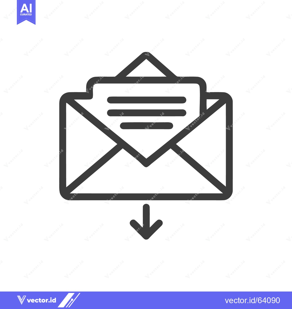 Premium Vector dari Incoming Mail Icon: Open Envelope with Letter and Downward Arrow