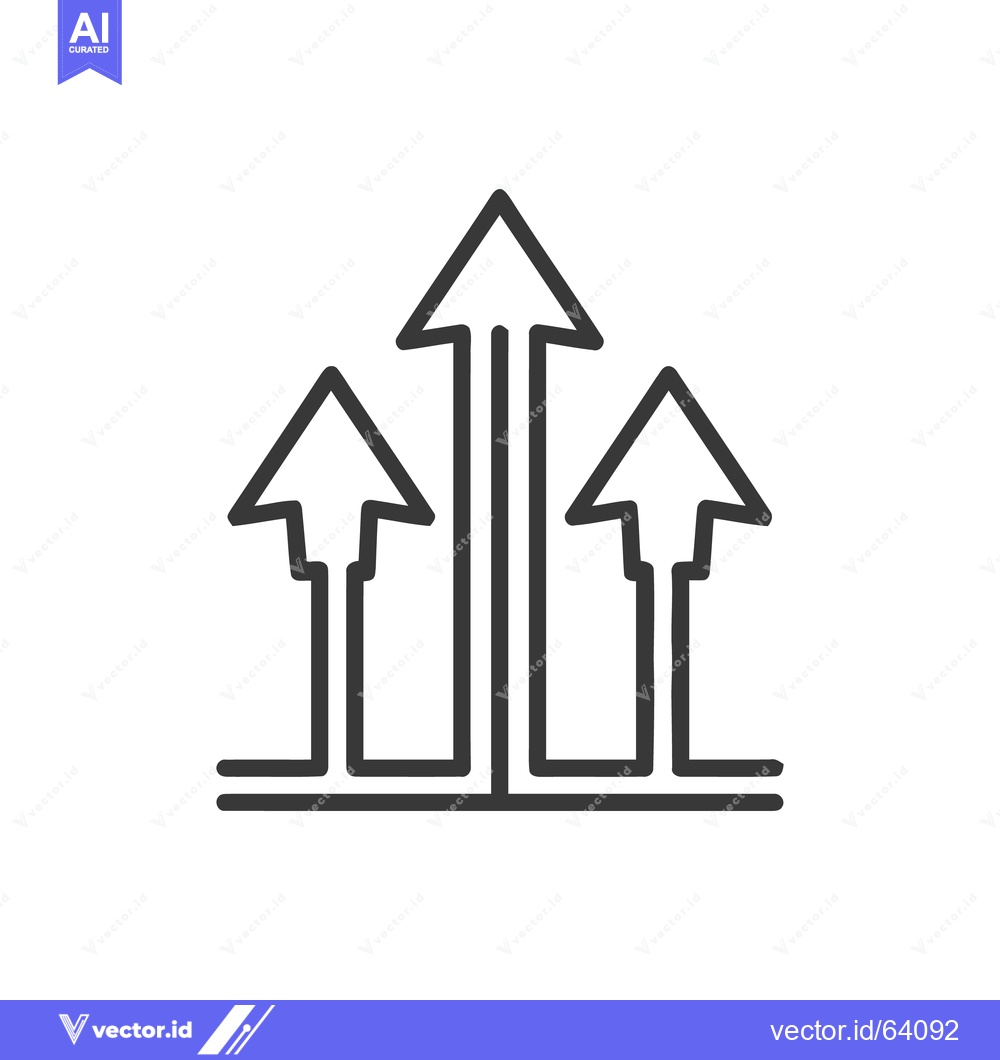 Premium Vector of Ascending Arrows: Minimalist Growth Icon with Unified Base Line