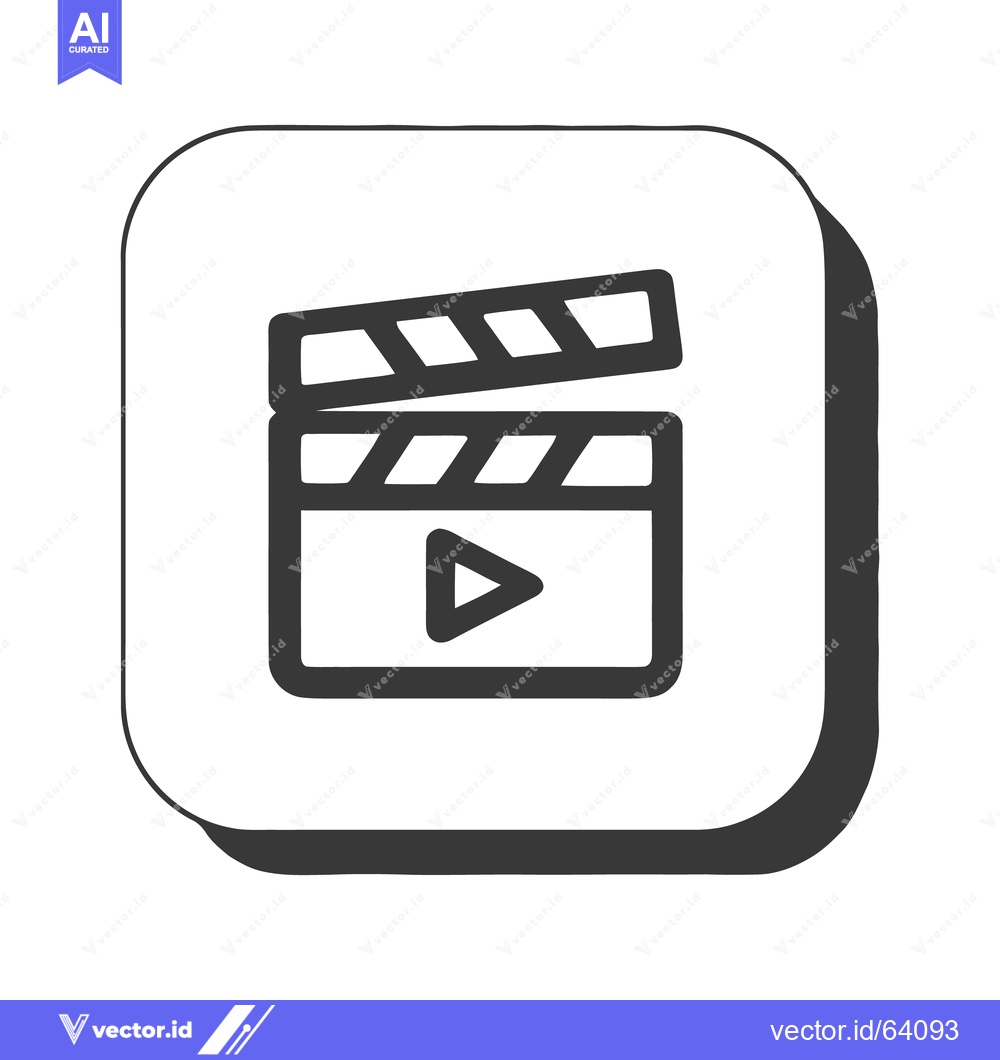 Premium Vector dari Bold Clapperboard Icon with Play Symbol and Shadow Effect