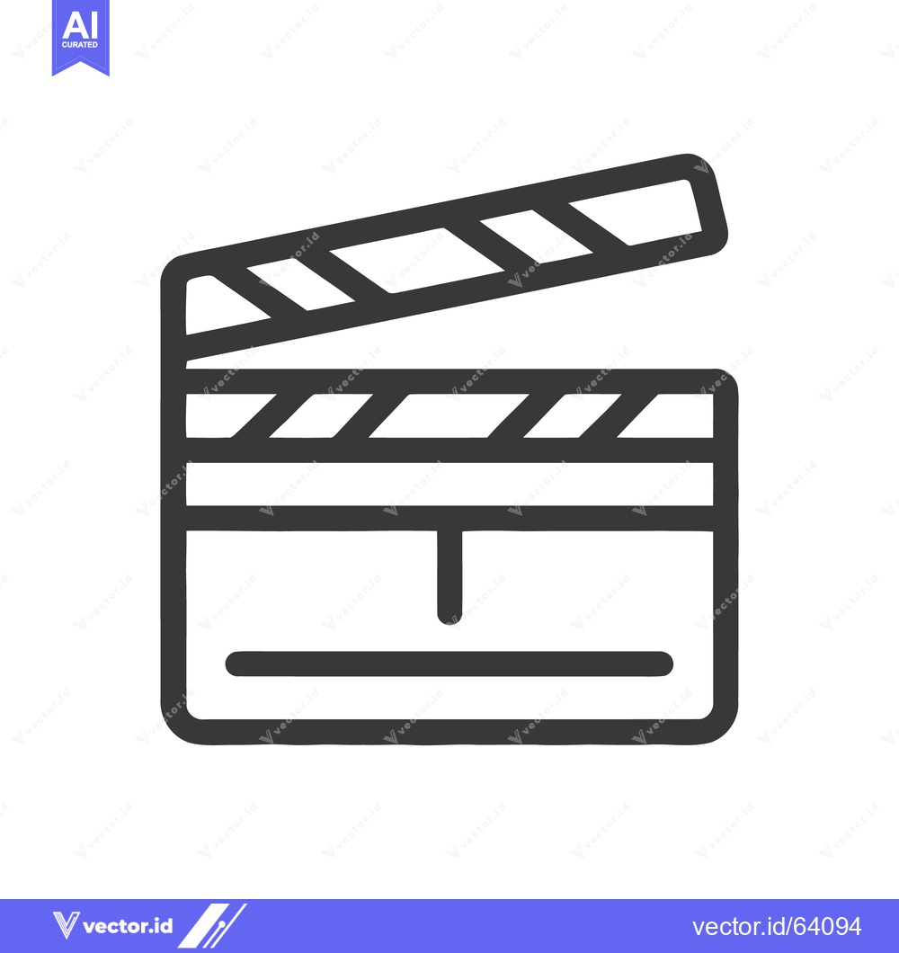 Premium Vector of Minimalist Clapperboard Icon: Film Production Symbol in Bold Outline