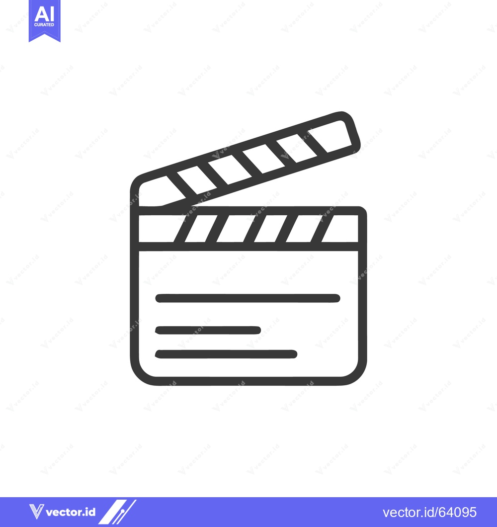 Premium Vector of Minimalist Clapperboard Icon: Film Production Symbol in Outline Style