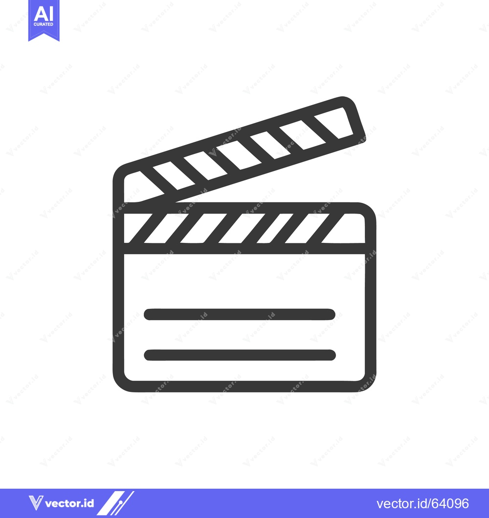 Premium Vector dari Minimalist Film Clapperboard Icon: Bold Outline on White Background