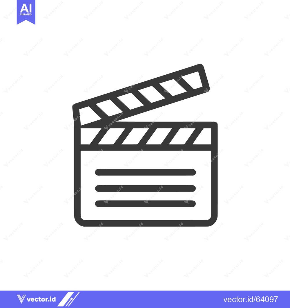 Premium Vector of Minimalist Movie Clapperboard Icon, Film Production Symbol, Open Slate