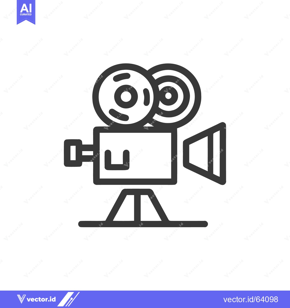 Premium Vector dari Classic Film Camera Icon: Vintage Movie Production Equipment Symbol