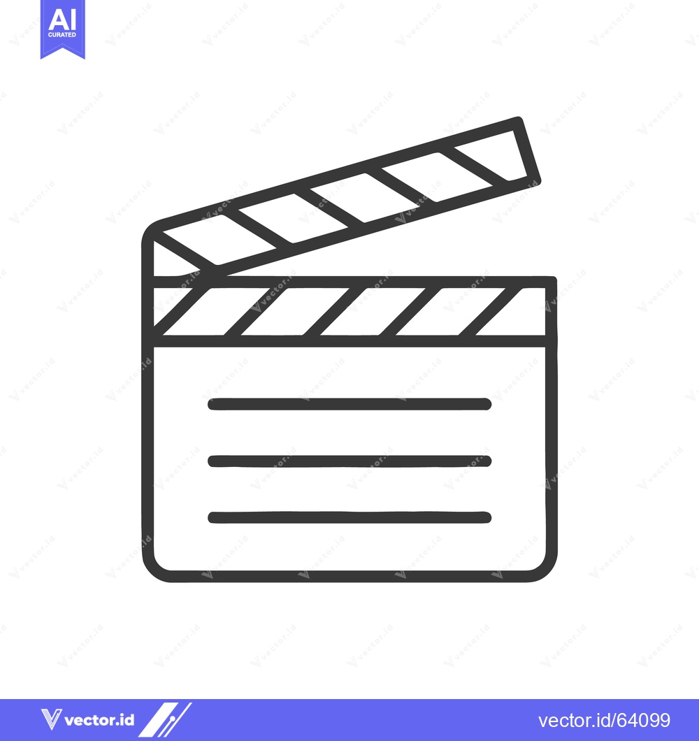 Premium Vector of Minimalist Movie Clapperboard Icon: Bold Outline on White Background