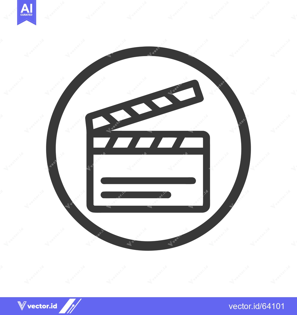 Premium Vector dari Minimalist Clapperboard Icon in Circle, Film Production Symbol, Isolat