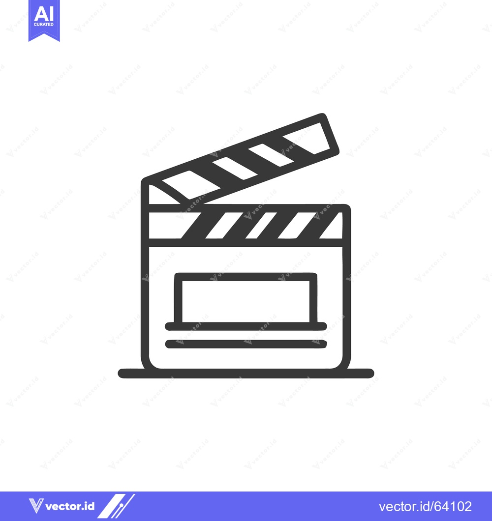 Premium Vector dari Minimalist Movie Clapperboard Icon in Black and White
