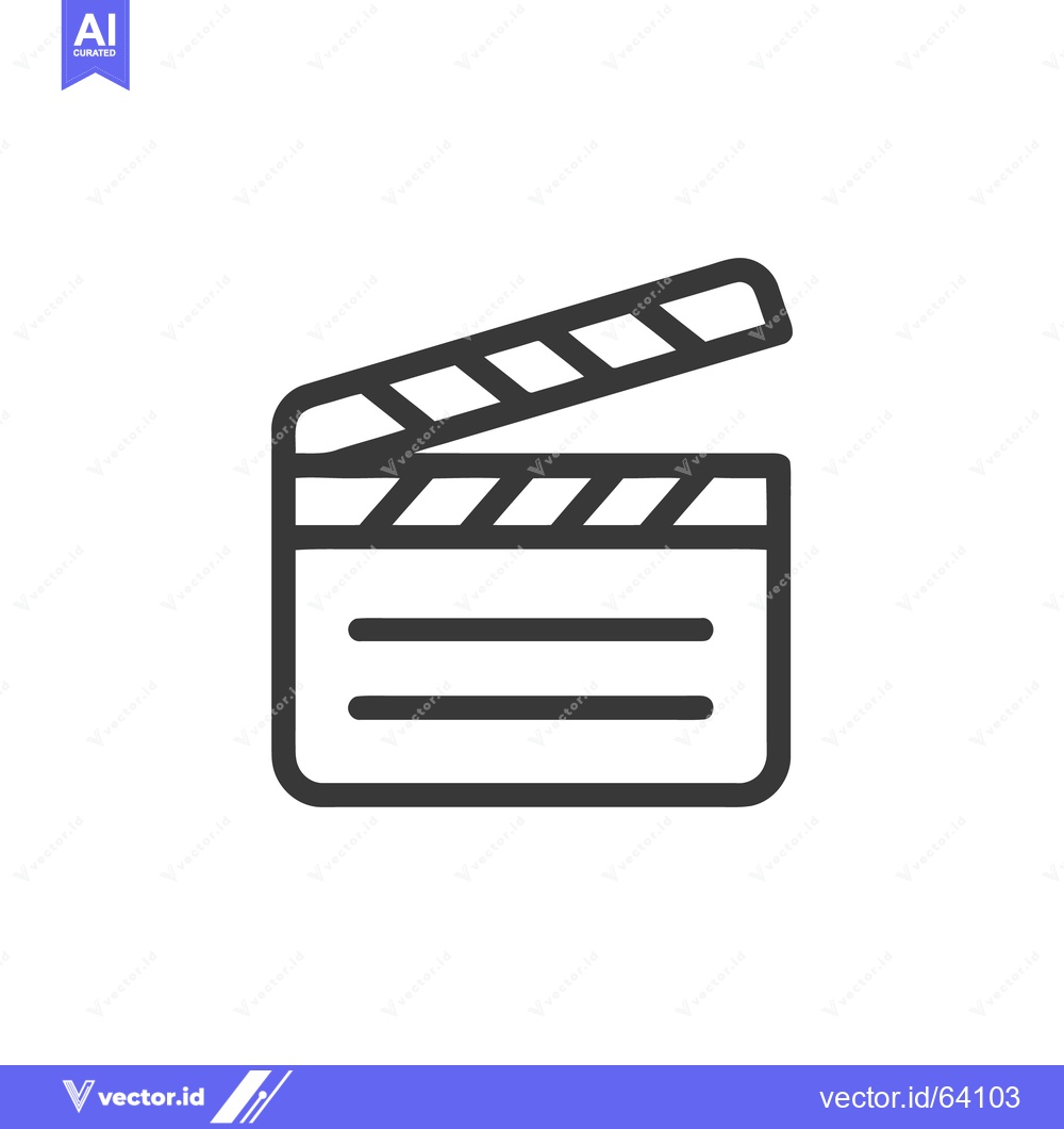 Premium Vector of Minimalist Clapperboard Icon: Bold Outline on White Background