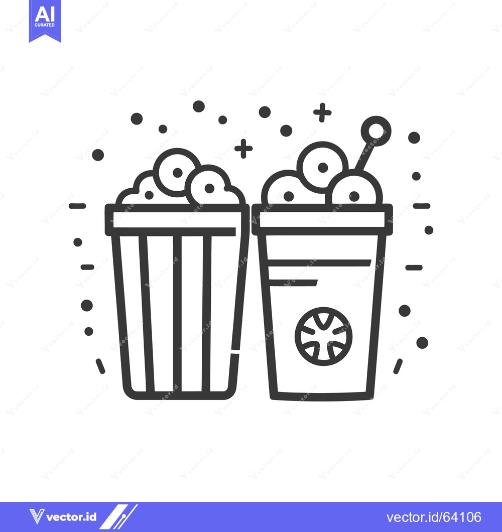 Premium Vector dari Illustration depicts two beverages and popcorn in stylized containers