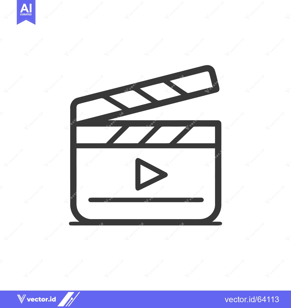 Premium Vector dari Minimalist Film Clapperboard Icon with Play Symbol, Open Position