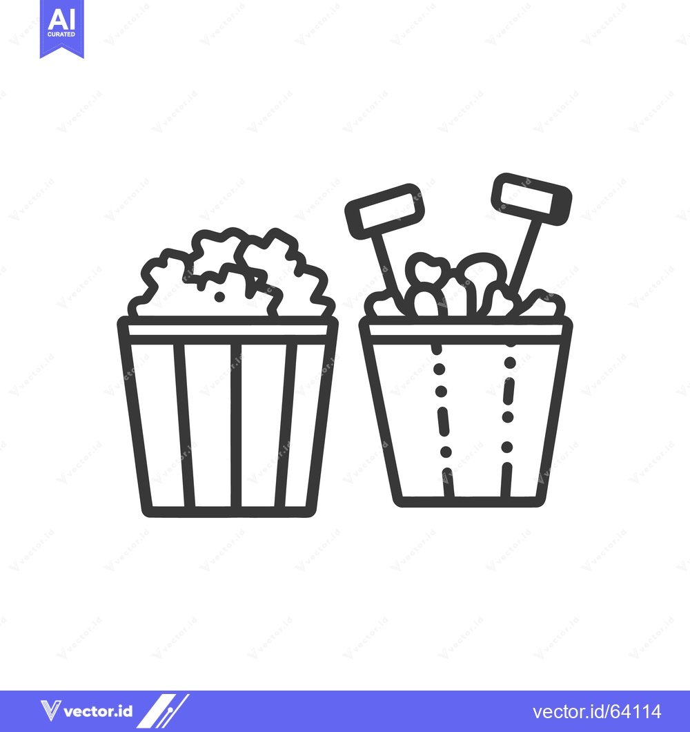 Premium Vector of Two containers filled with fluffy popcorn ready to enjoy