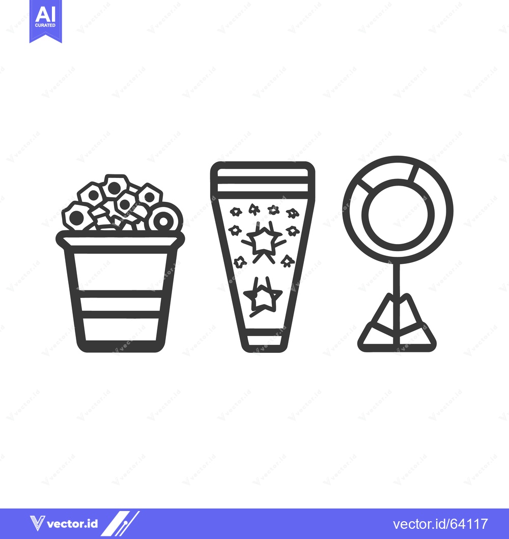Premium Vector dari Three stylized objects depicted in black and white line art
