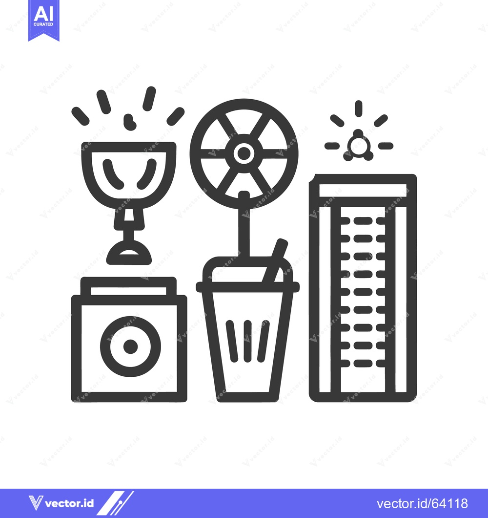 Premium Vector dari Black and white graphic icons representing technology and refreshment