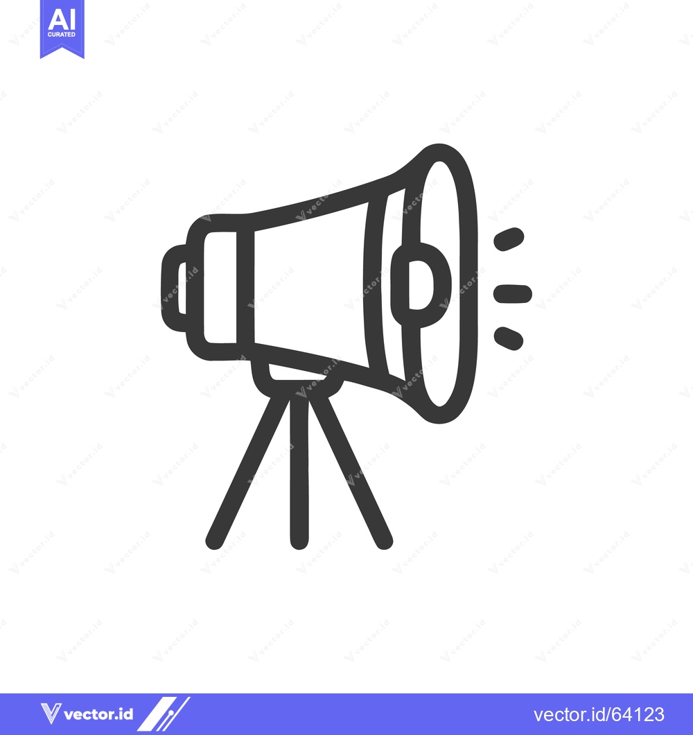 Premium Vector dari Bold Line Art: Megaphone on Tripod with Sound Waves