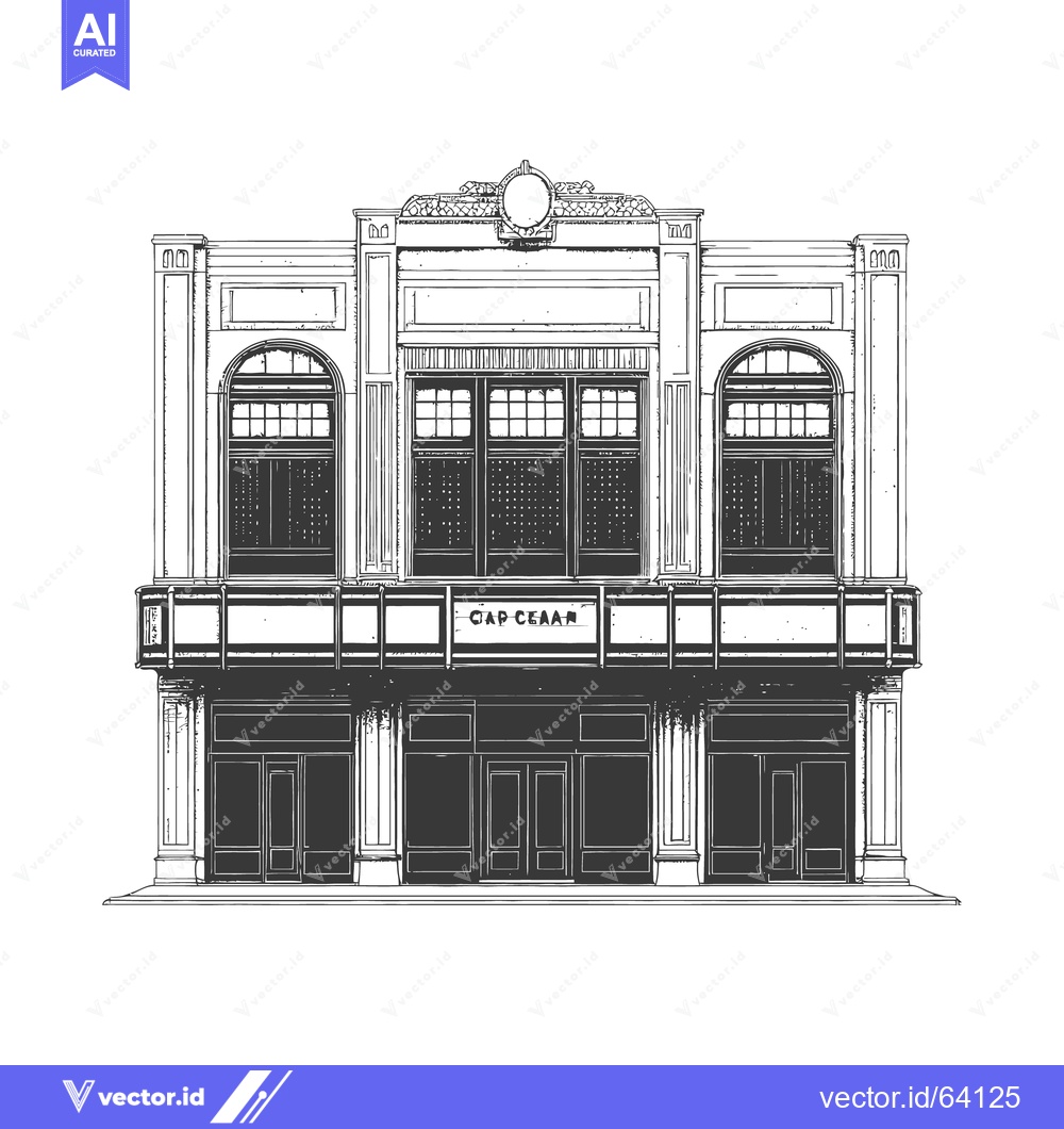 Premium Vector of A detailed architectural illustration featuring a vintage building fro