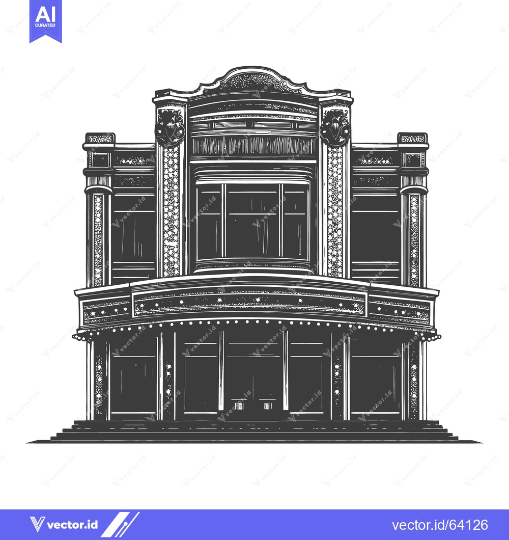 Premium Vector of Classic building with arched entrance and ornamented facade design