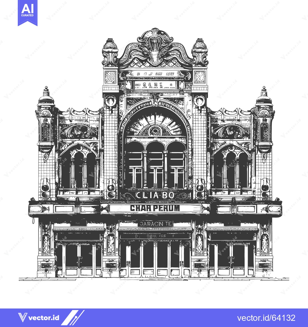 Premium Vector dari An ornate vintage illustration depicting an imposing architectural bui
