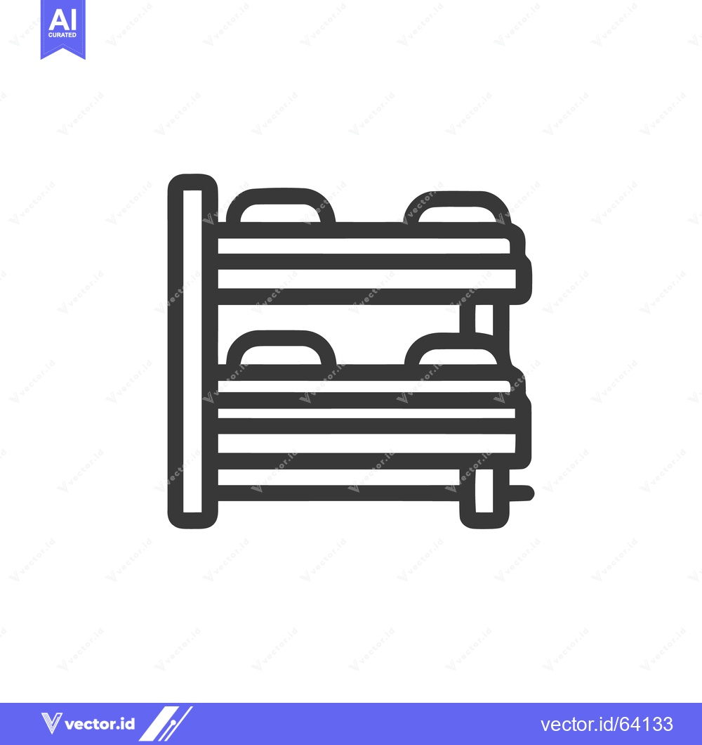Premium Vector dari Minimalist Bunk Bed Icon: Modern Hostel or Dormitory Symbol