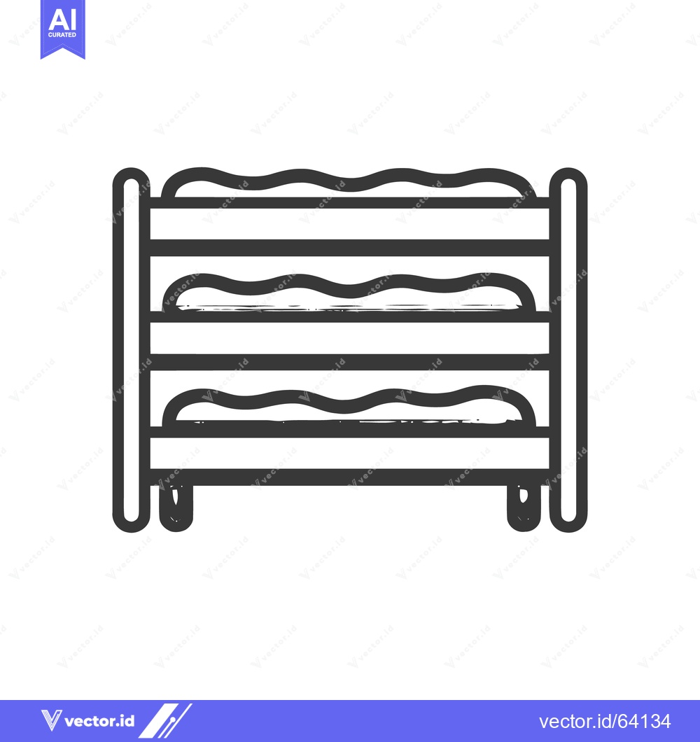 Premium Vector dari Three-Tiered Bunk Bed Icon, Minimalist Line Art Design