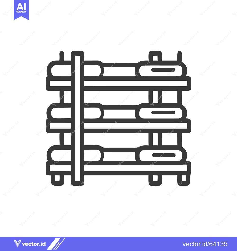 Premium Vector of Minimalist Bunk Bed Icon: Three-Tiered Sleeping Arrangement in Bold Ou